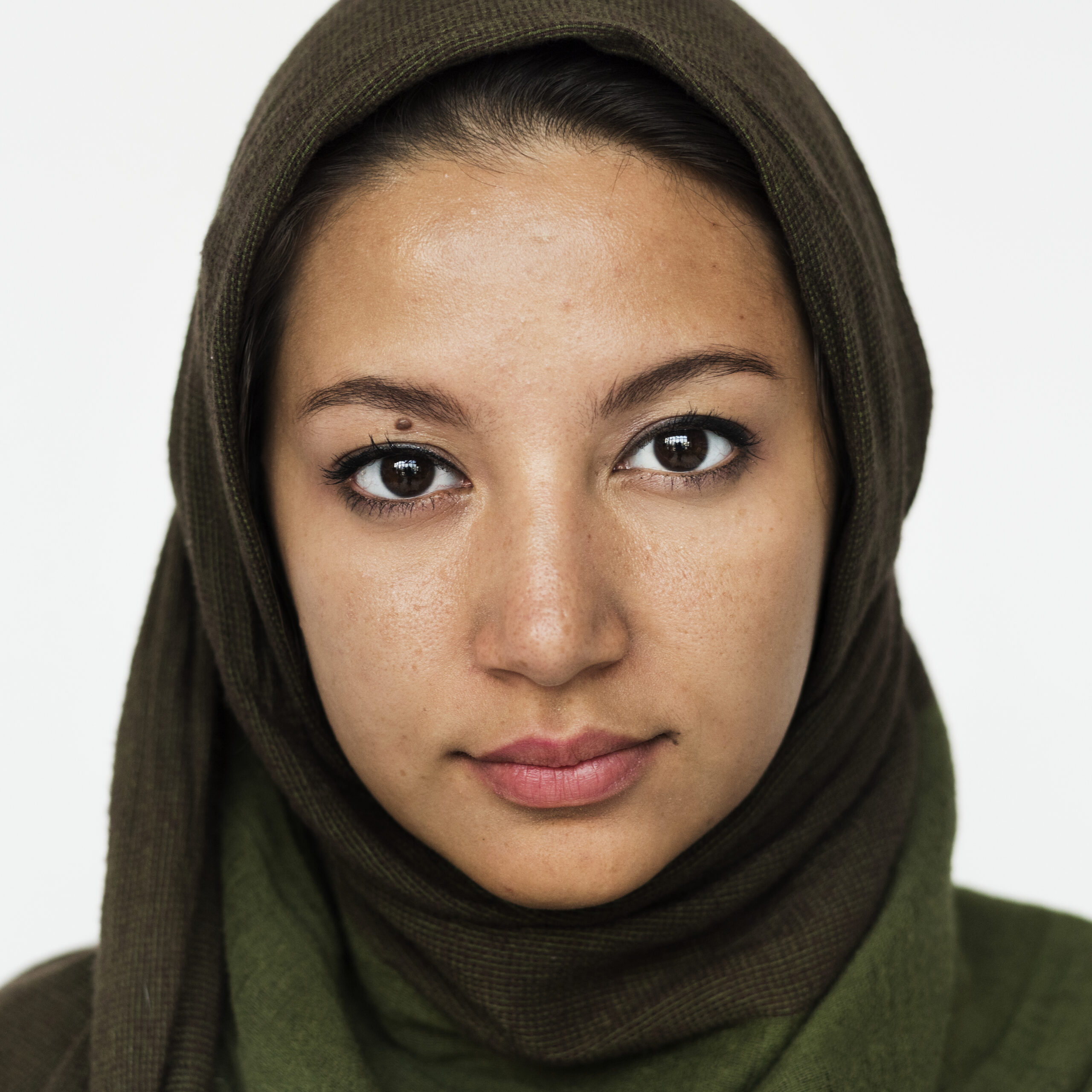 worldface iranian woman in a white background